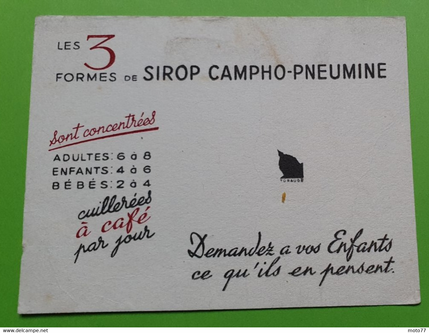 Buvard 1086 - Laboratoire - CAMPHO PNEUMINE - Etat D'usage: Voir Photos - 12.5 X 10 Cm Environ - Années 1950 - Produits Pharmaceutiques