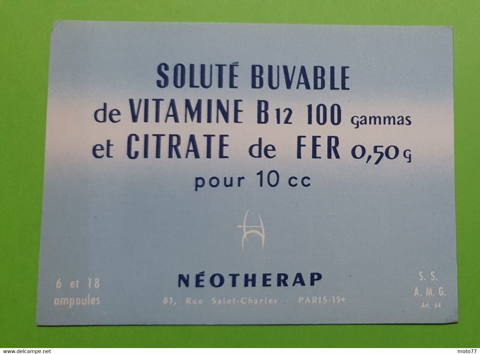 Buvard 1089 - Laboratoire - NEOTHERAP - Etat D'usage: Voir Photos - 13.5 X 10 Cm Environ - Années 1950 - Produits Pharmaceutiques