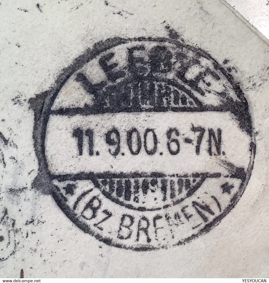 "LEESTE BZ BREMEN 1900" (Weyhe LK Diepholz Niedersachsen) Frei Lt.Avers.No 21 Brief>Syke (Schule School Cover D.R - Storia Postale