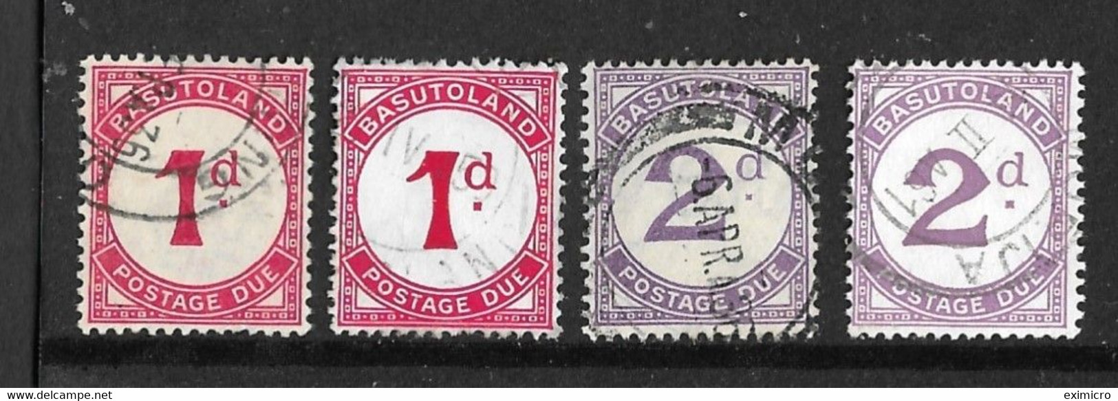 BASUTOLAND 1933 - 1952 POSTAGE DUE SET SG D1, D1b, D2, D2a BOTH ORDINARY AND CHALK-SURFACED PAPERS FINE USED Cat £92 - Timbres-taxe