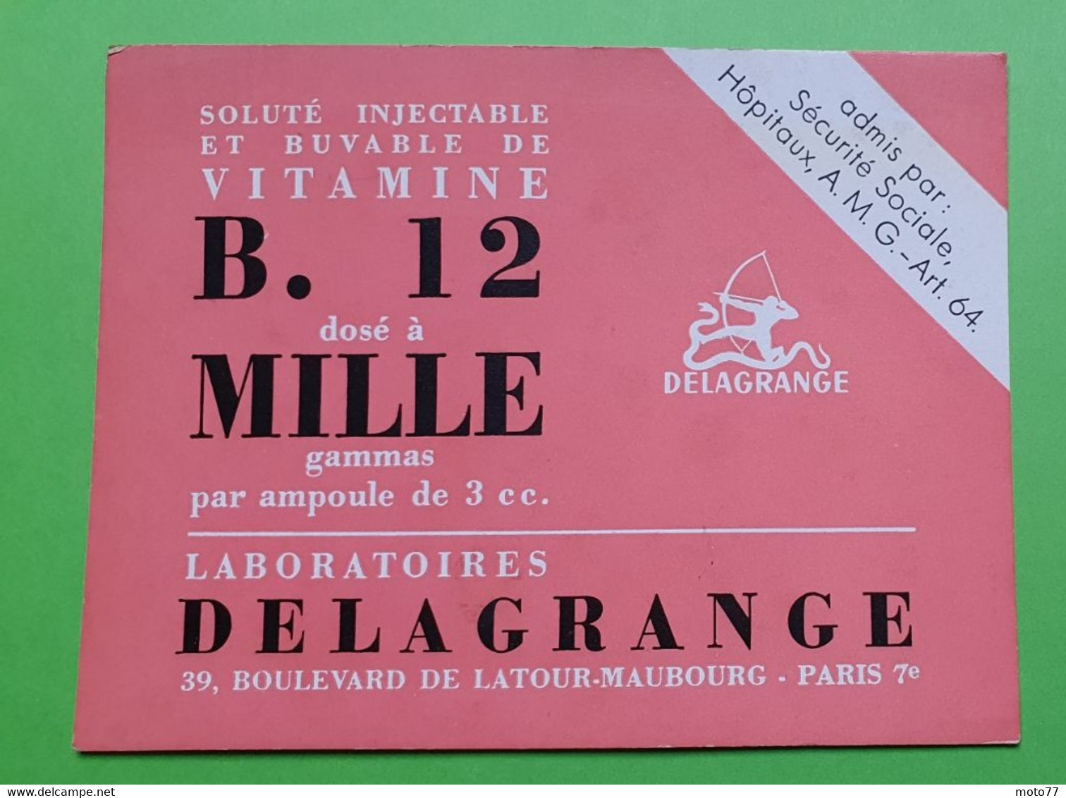 Buvard 1093 - Laboratoire DELAGRANGE - B.12 - Etat D'usage: Voir Photos - 13.5 X 10.5 Cm Environ - Années 1960 - Produits Pharmaceutiques