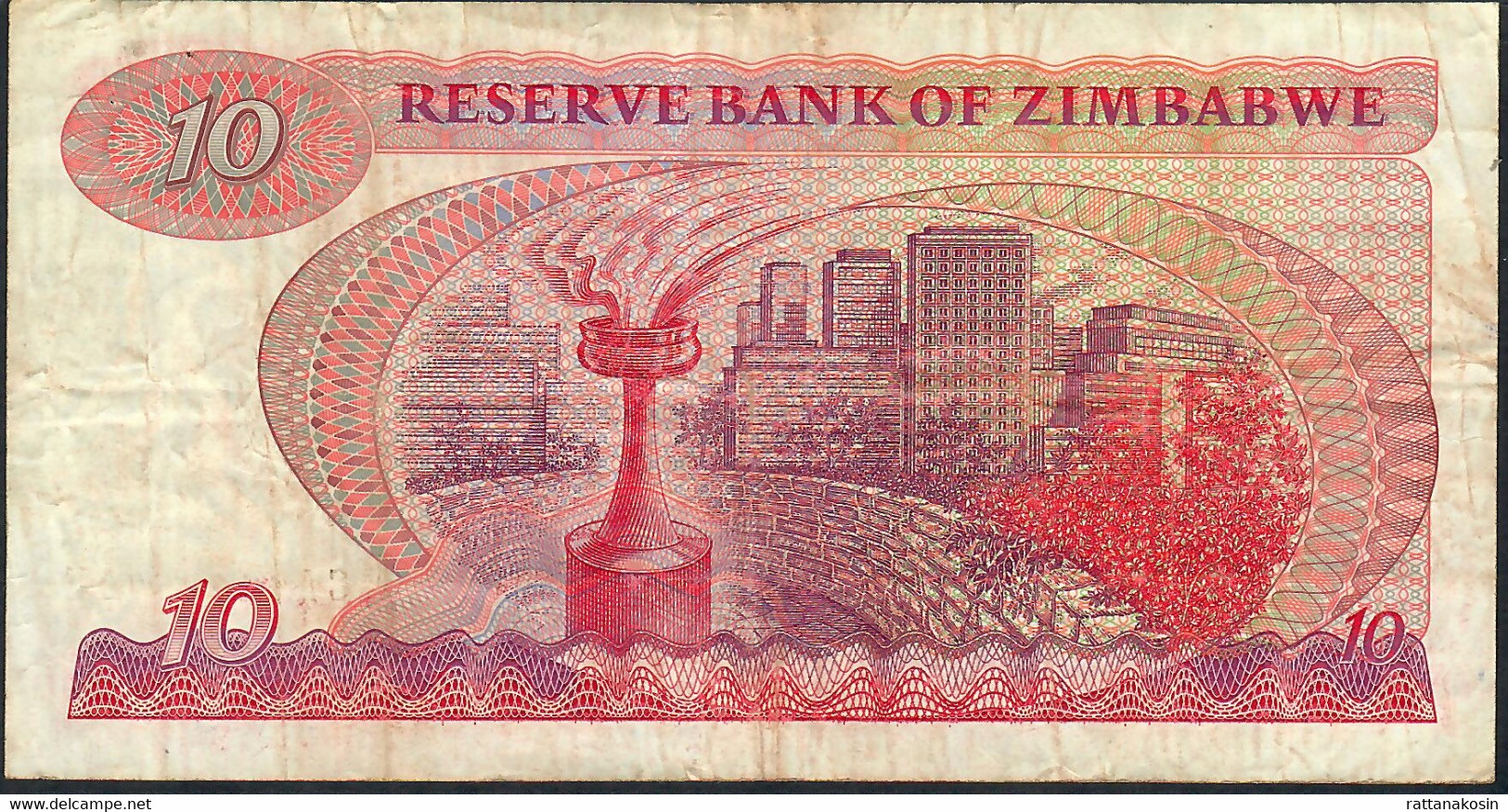 ZIMBABWE P3c 10 DOLLARS  1982 HARARE #CA/E  RARE AVF FOLDS NO P.h. - Simbabwe