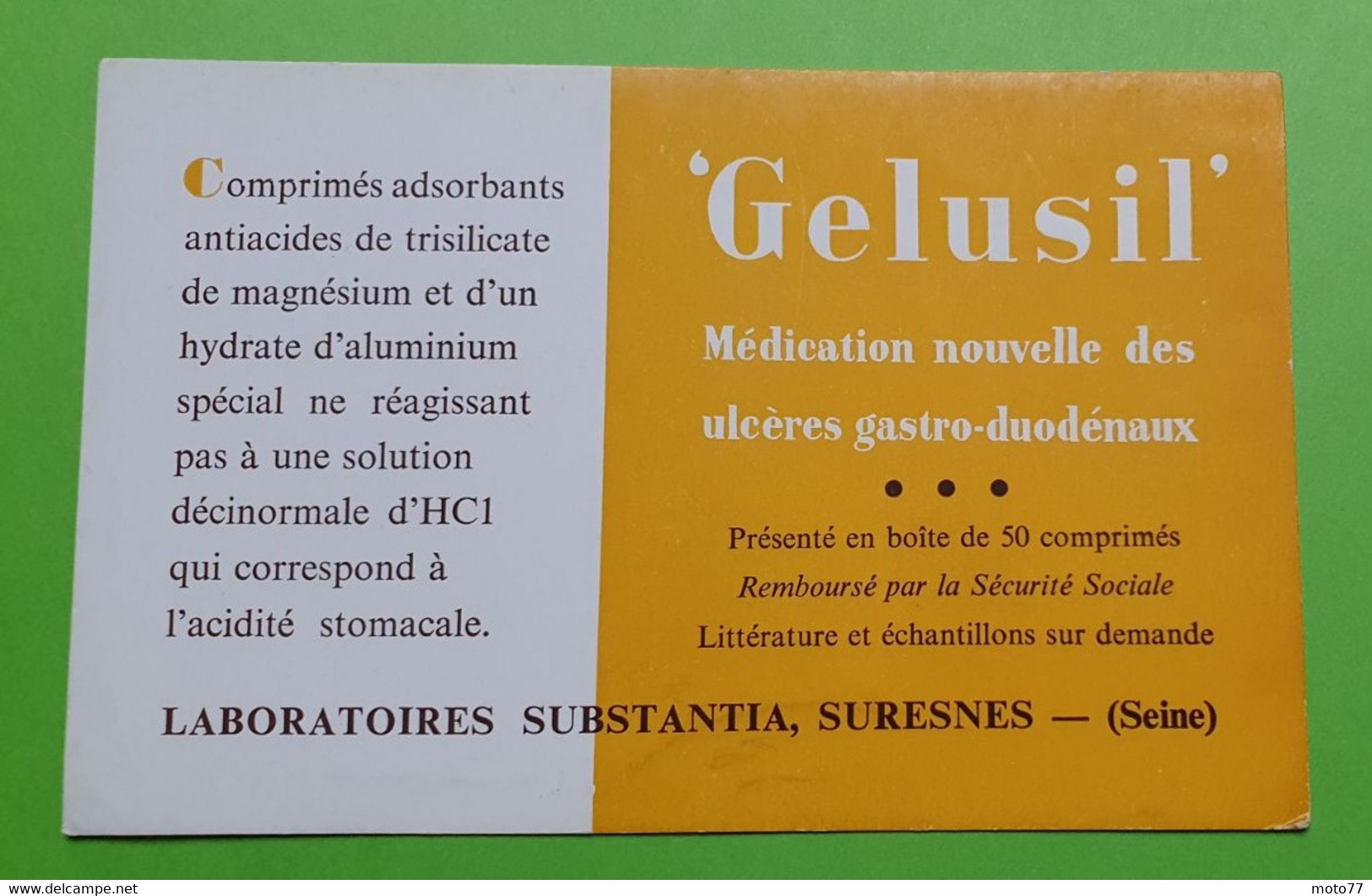 Buvard 563 - Laboratoire Substantia - GELUSIL - Etat D'usage: Voir Photos - 14 X 9 Cm Environ - Années 1960 - Produits Pharmaceutiques