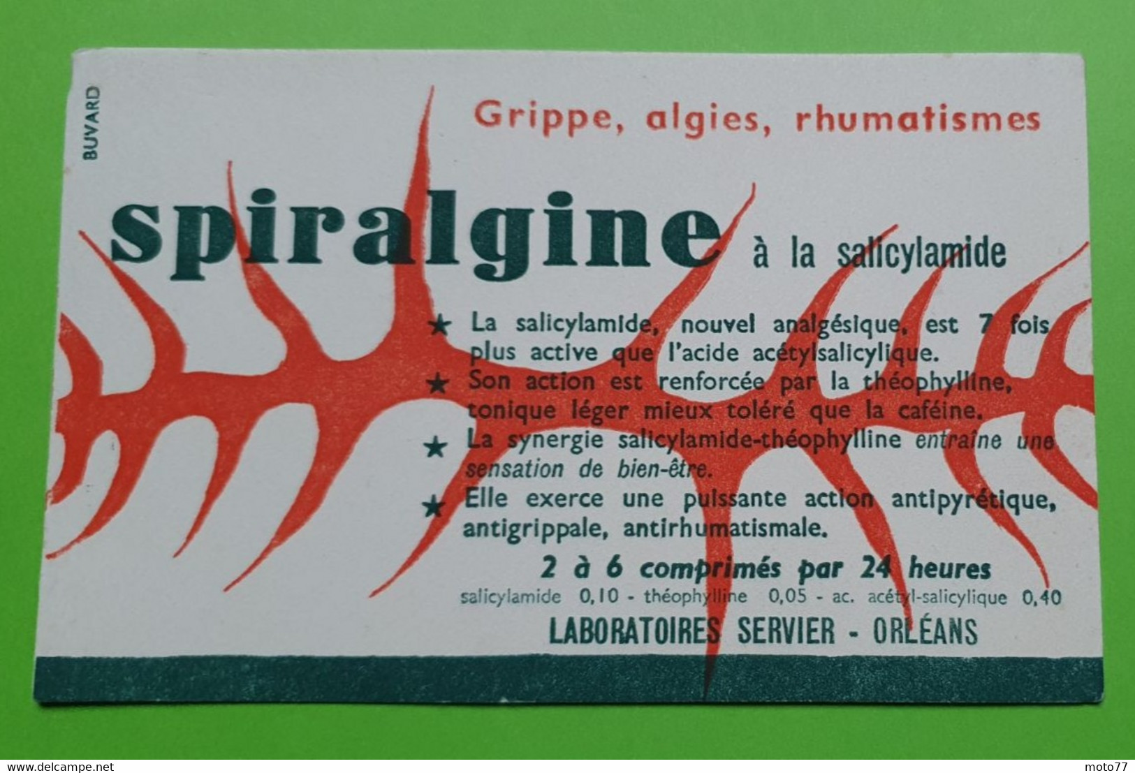 Buvard 567 - Laboratoire Servier - SPIRALGINE - Etat D'usage: Voir Photos - 16 X 10 Cm Environ - Années 1960 - Produits Pharmaceutiques