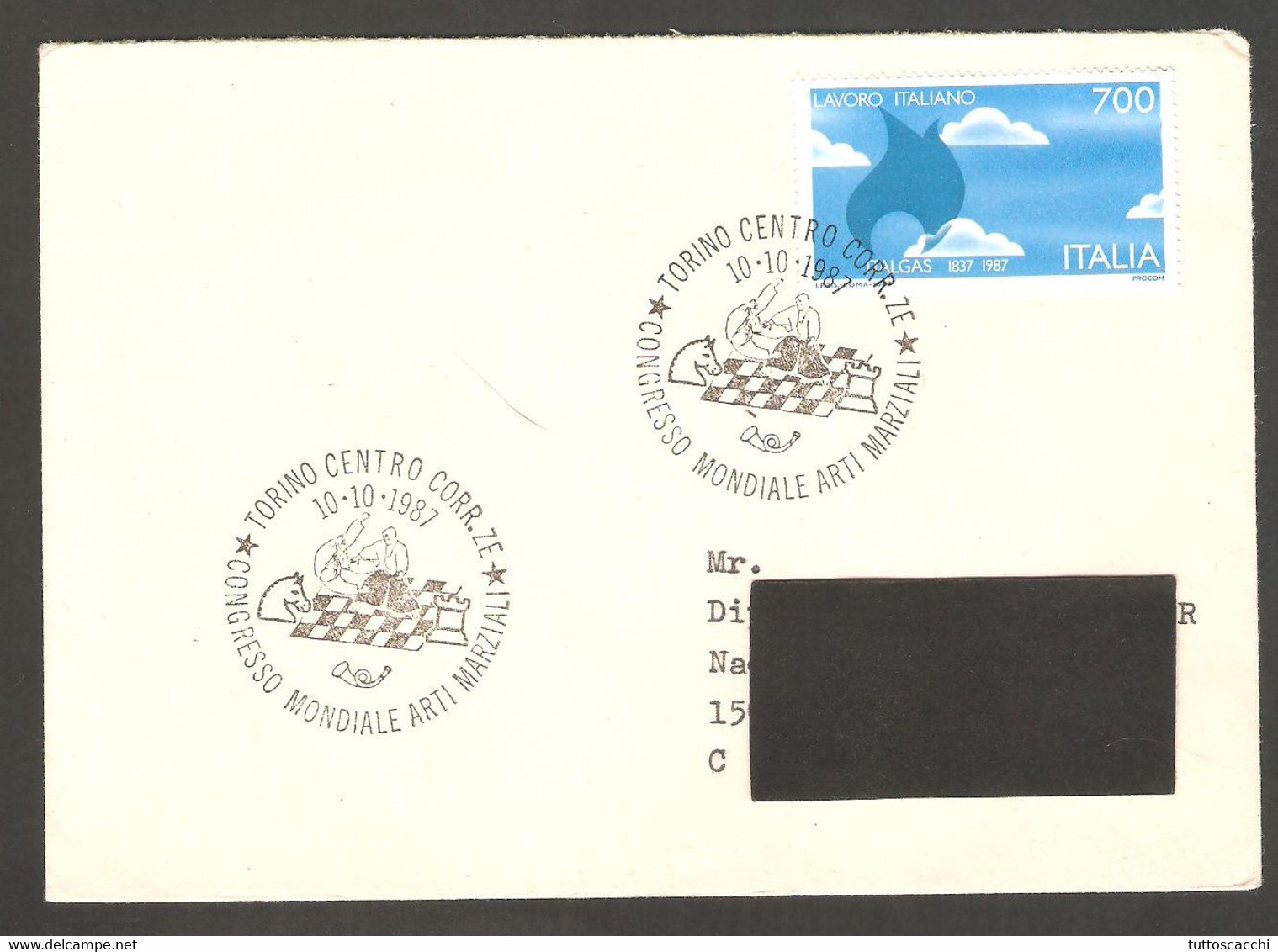 Italy 1987 Torino - Chess Cancel On Envelope, Traveled - Echecs