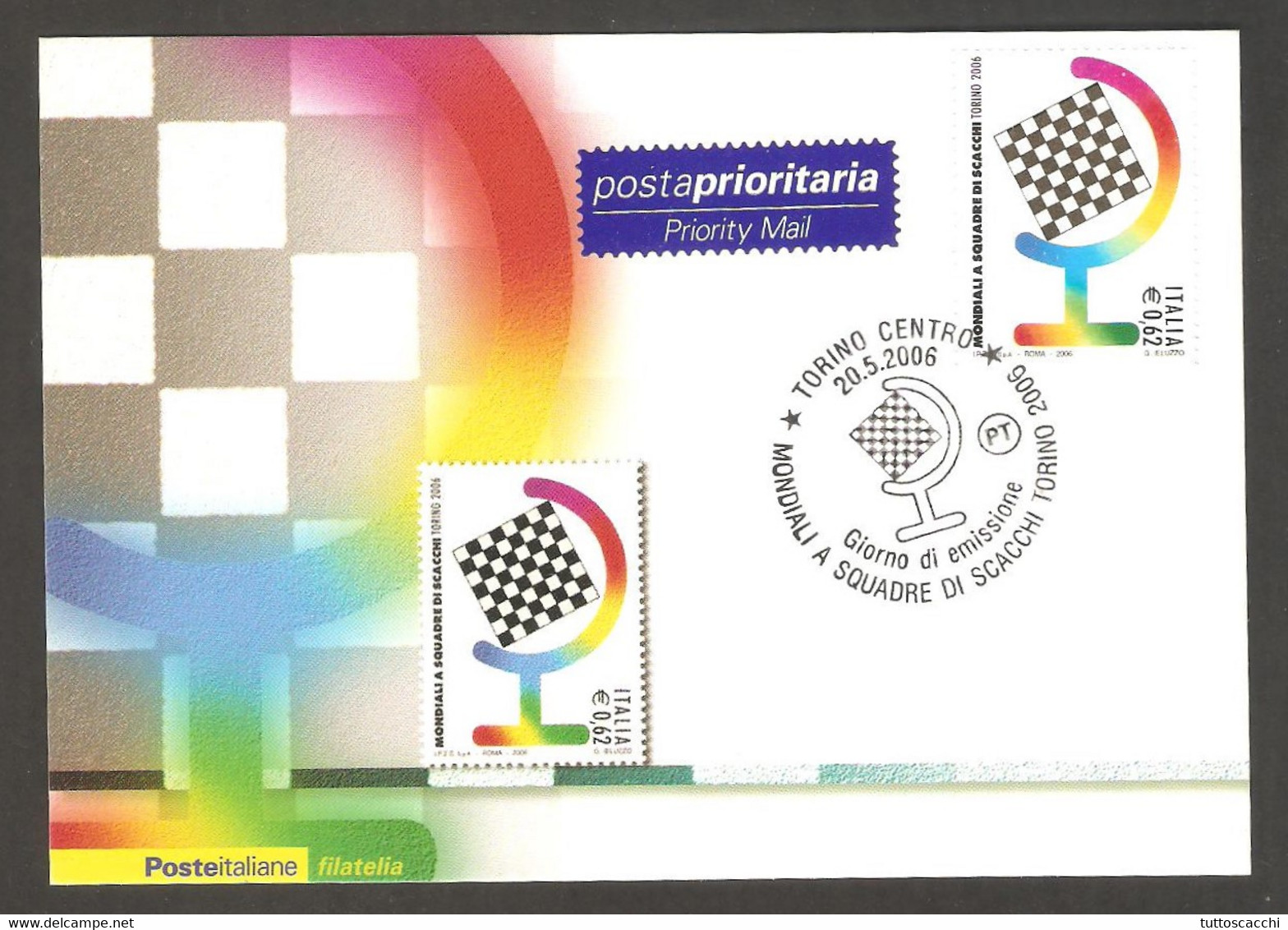 FDC Italy 2006 Torino - Chess Cancel On Maximum Card - Echecs