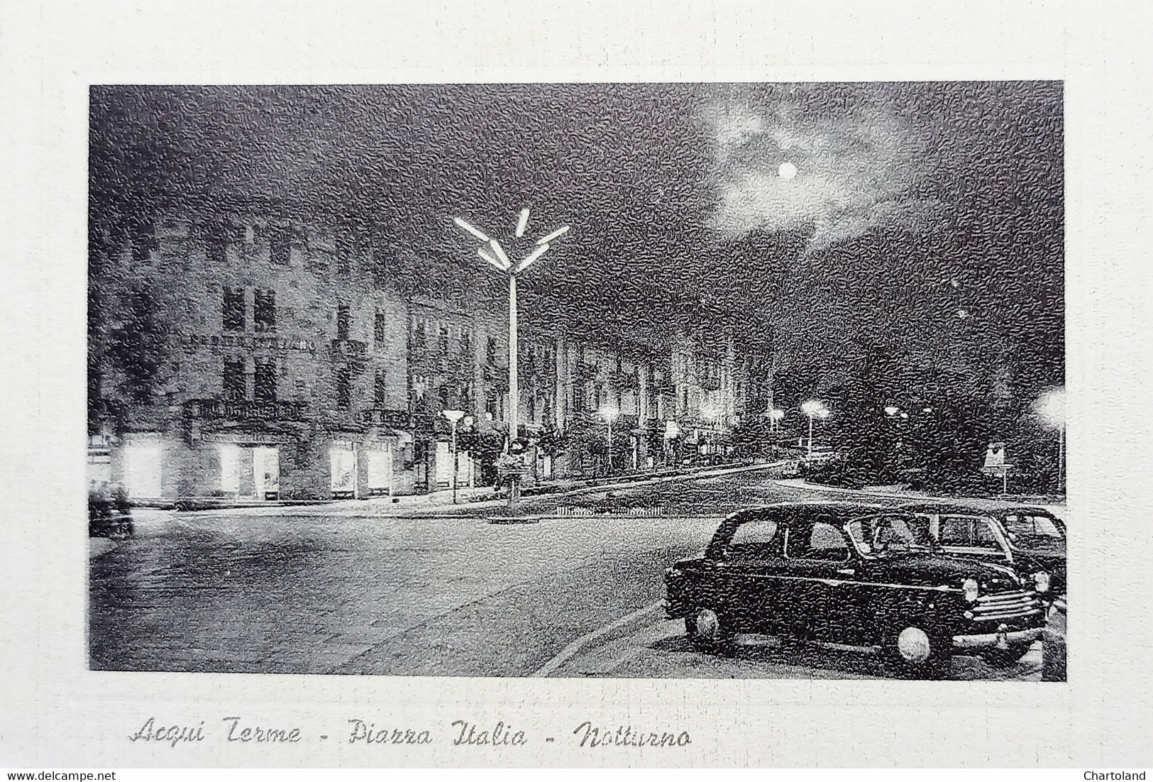 Cartolina - Acqui Terme - Piazza Italia - Notturno - 1966 - Alessandria