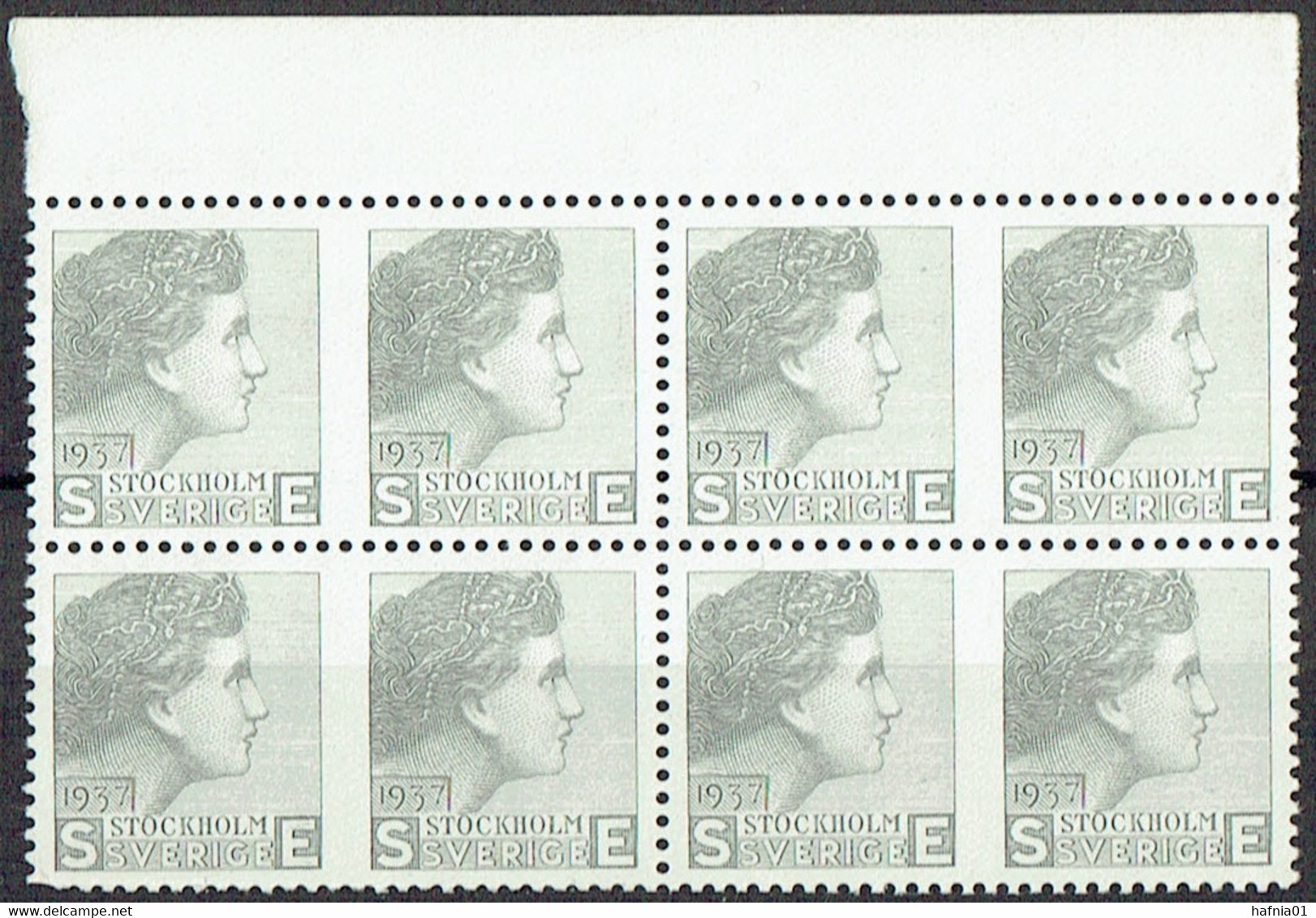 Sweden 1937. Test Stamp By Sven Ewert.  Grey Color.  8-block. MNH. - Essais & Réimpressions