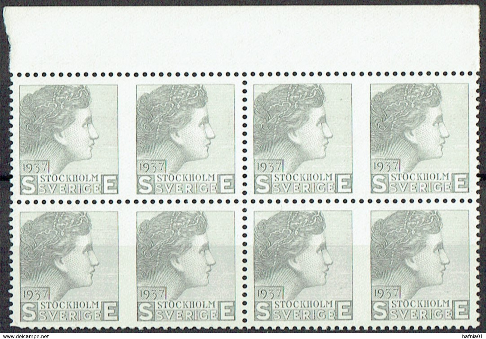 Sweden 1937. Test Stamp By Sven Ewert.  Grey Color.  8-block. MNH. - Probe- Und Nachdrucke