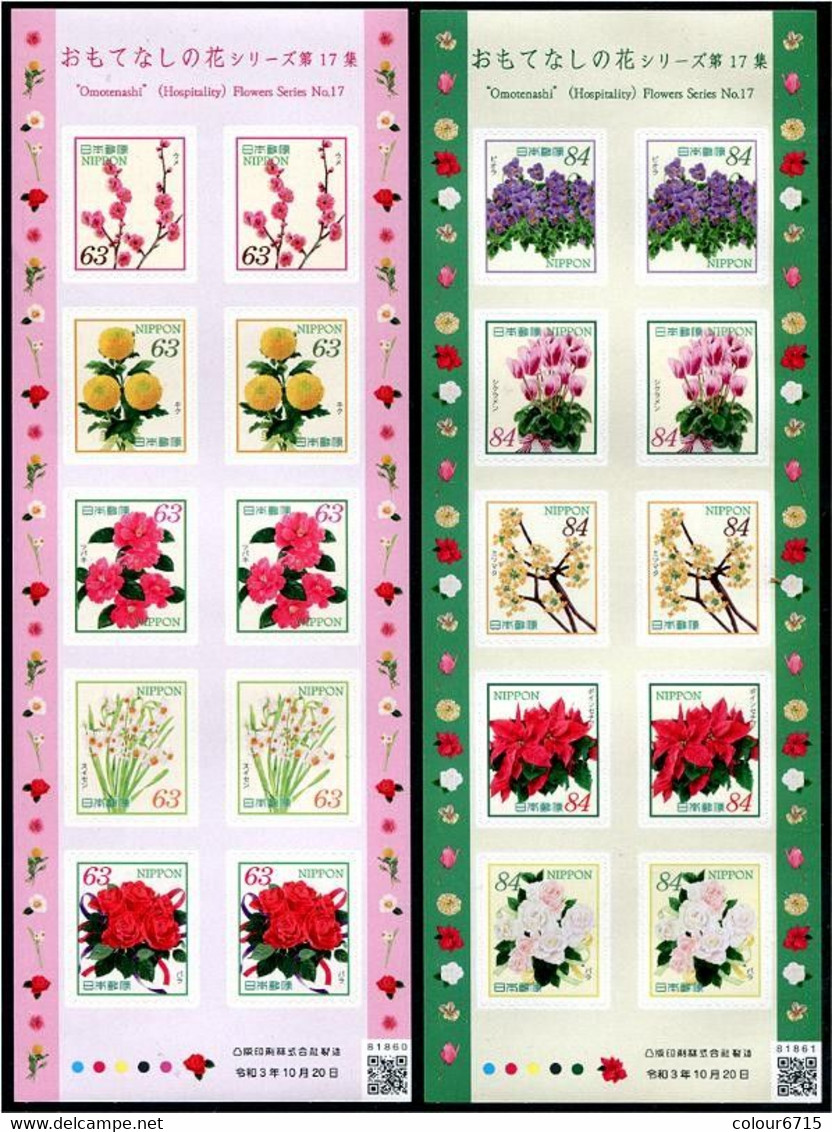 Japan 2021 "Omotenashi"(Hospitality) Flowers Series No.17/stamp Sheetlet*2 MNH - Ungebraucht