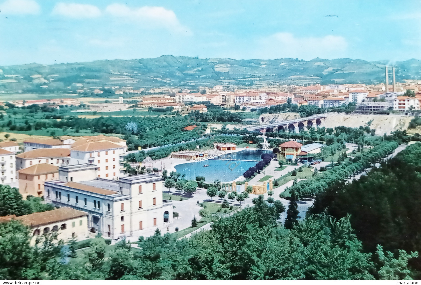 Cartolina - Acqui Terme - Grande Piscina E Scorcio Panoramico - 1964 - Alessandria