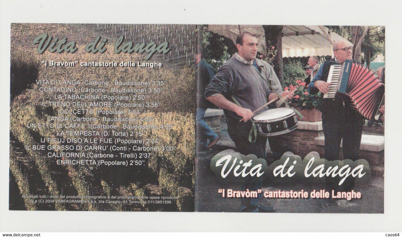 Vita Di Langa I Bravòm   AUCUN CD - COVER LIBRETTO  NO CD - Accessori & Bustine