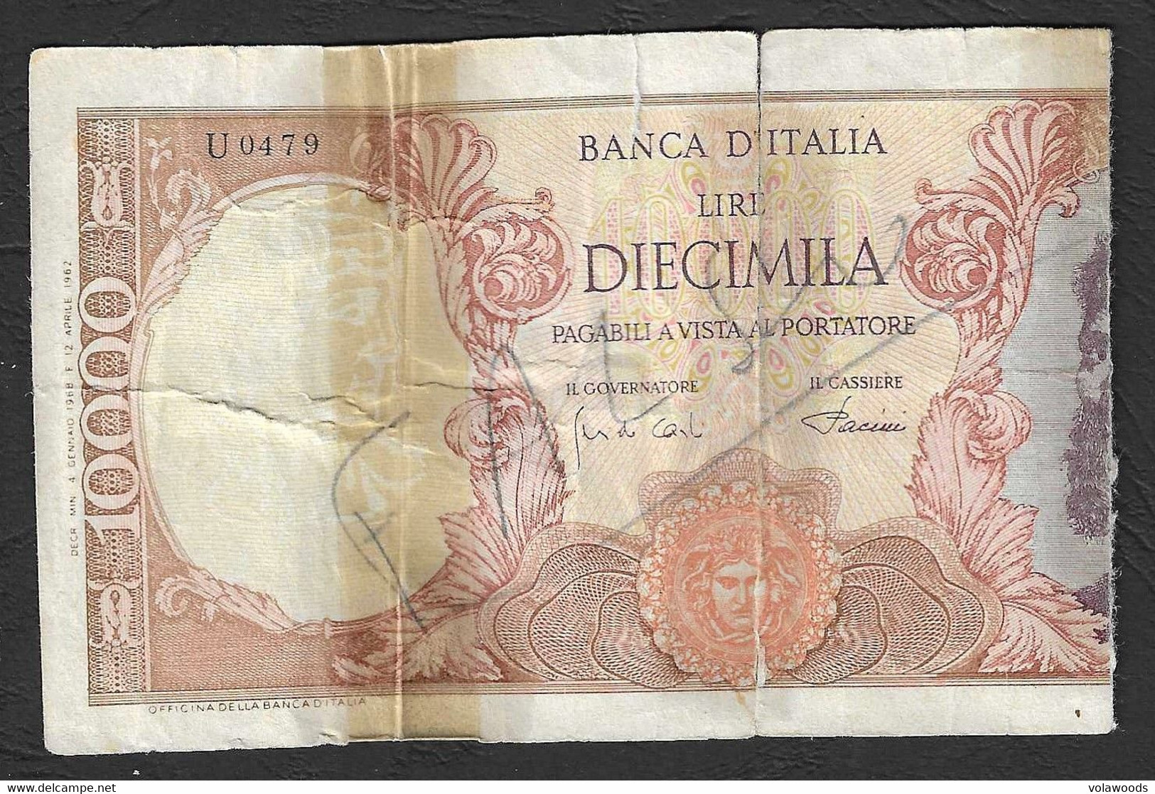 Italia - Banconota Circolata Da 10.000 Lire "Buonarroti" Falso D'epoca Circolato P-97d - 1968 - [ 8] Specimen