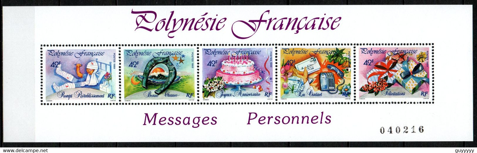 Polynésie Française - Bloc Feuillet - 1989 - Yvert N° BF 16 ** - Messages Personnels - Blocchi & Foglietti