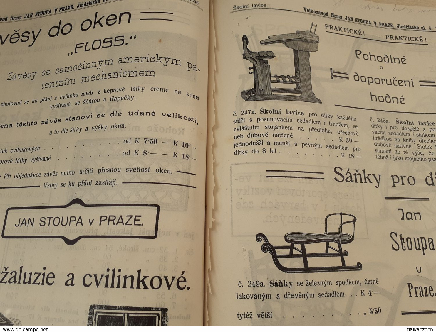 Old catalog, catalogue, Czechoslovakia, Jan Stoupa, Prague, Praha, furniture, chair, fabric, material, table, bed...