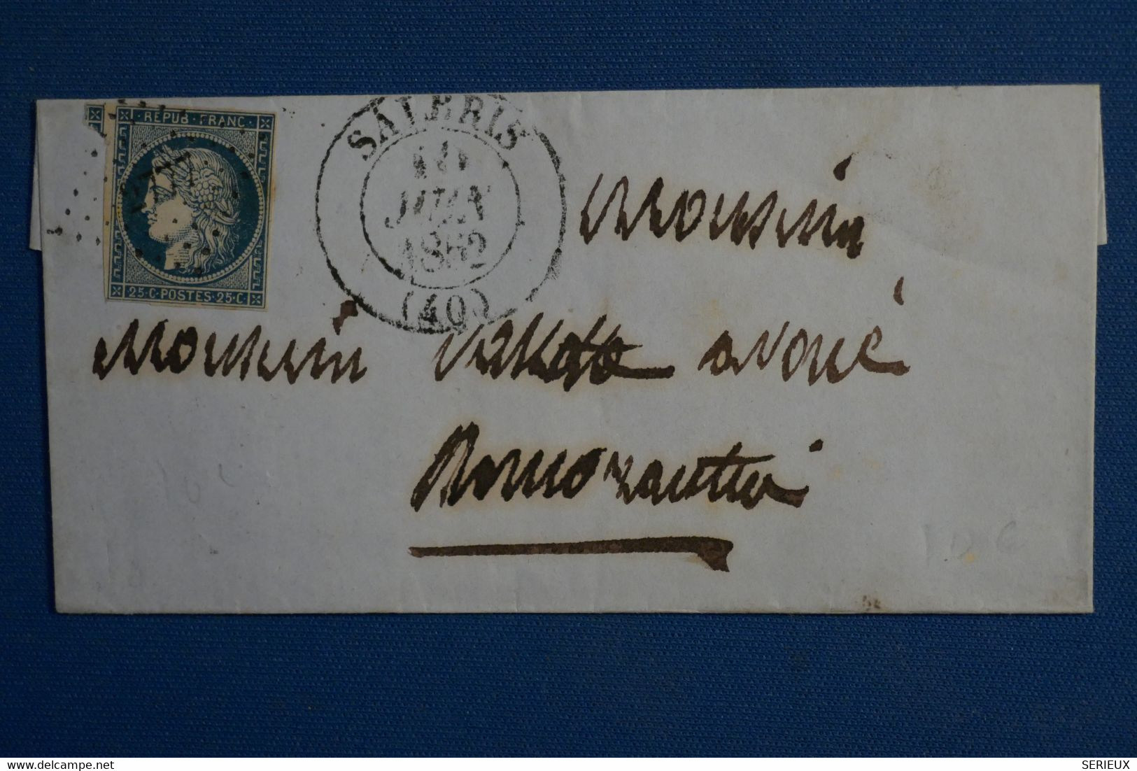 AL17 FRANCE  BELLE  LETTRE ETONNANTE  1852 SAIRRIS POUR ROMORANTIN  ++ CERES N°4 VOISIN ++G C  + AFFRANCH. INTERESSANT - 1849-1850 Ceres