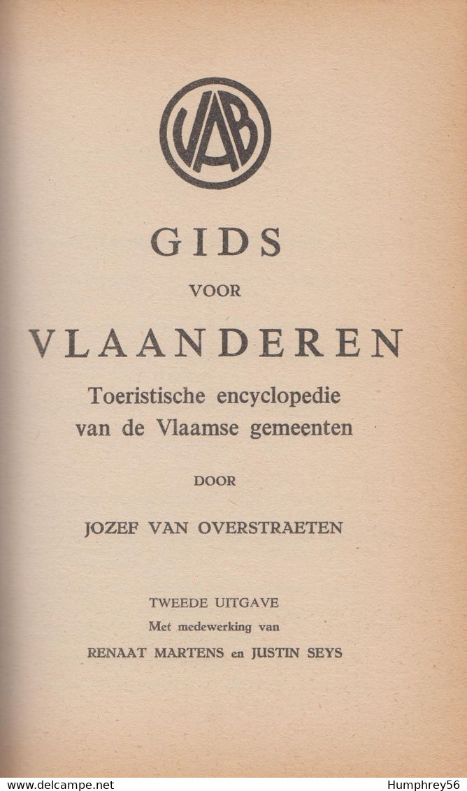 1965 - Jozef Van OVERSTRAETEN - Gids Voor Vlaanderen - Enzyklopädien