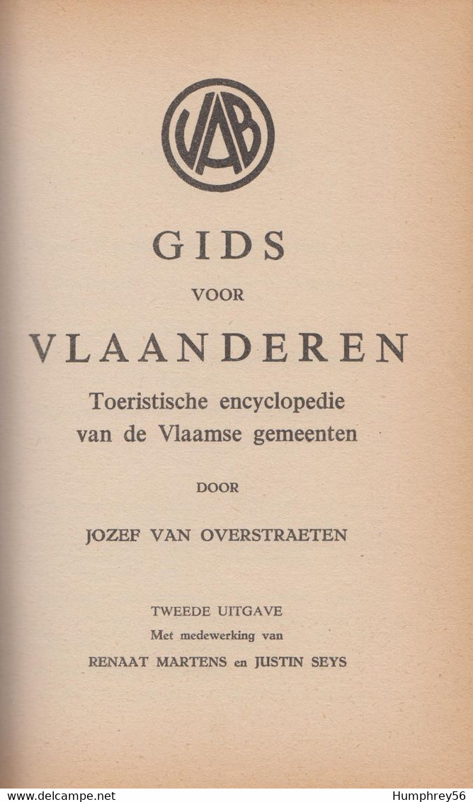 1965 - Jozef Van OVERSTRAETEN - Gids Voor Vlaanderen - Encyclopedieën