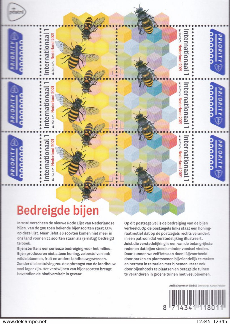 Nederland 2021, Postfris MNH, Bees - Unused Stamps