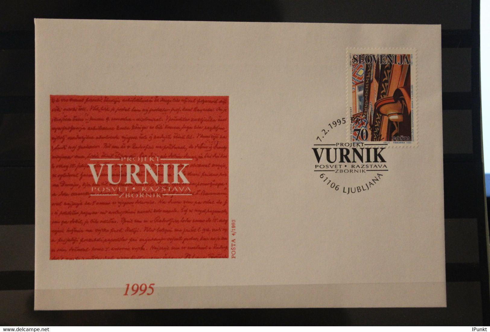Slowenien 1995; Ivan Vurnik, FDC, MiNr 106 - Briefe U. Dokumente