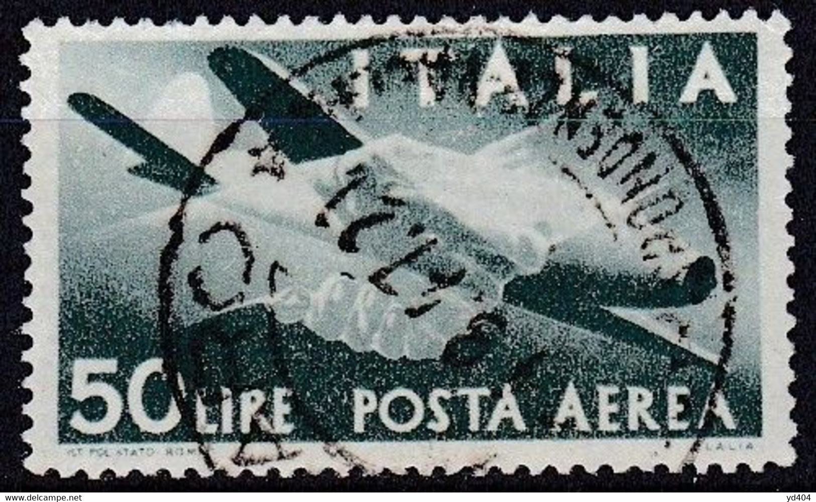 IT107 – ITALY - ITALIE – AIRMAIL – 1947 – CLAPS HANDS & PLANE – SG # 677 USED 25 € - Luchtpost