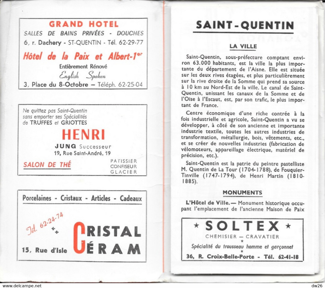 Plan Guide Blay: St Saint Quentin (Aisne), Renseignements Divers, Répertoire Des Rues - Autres & Non Classés