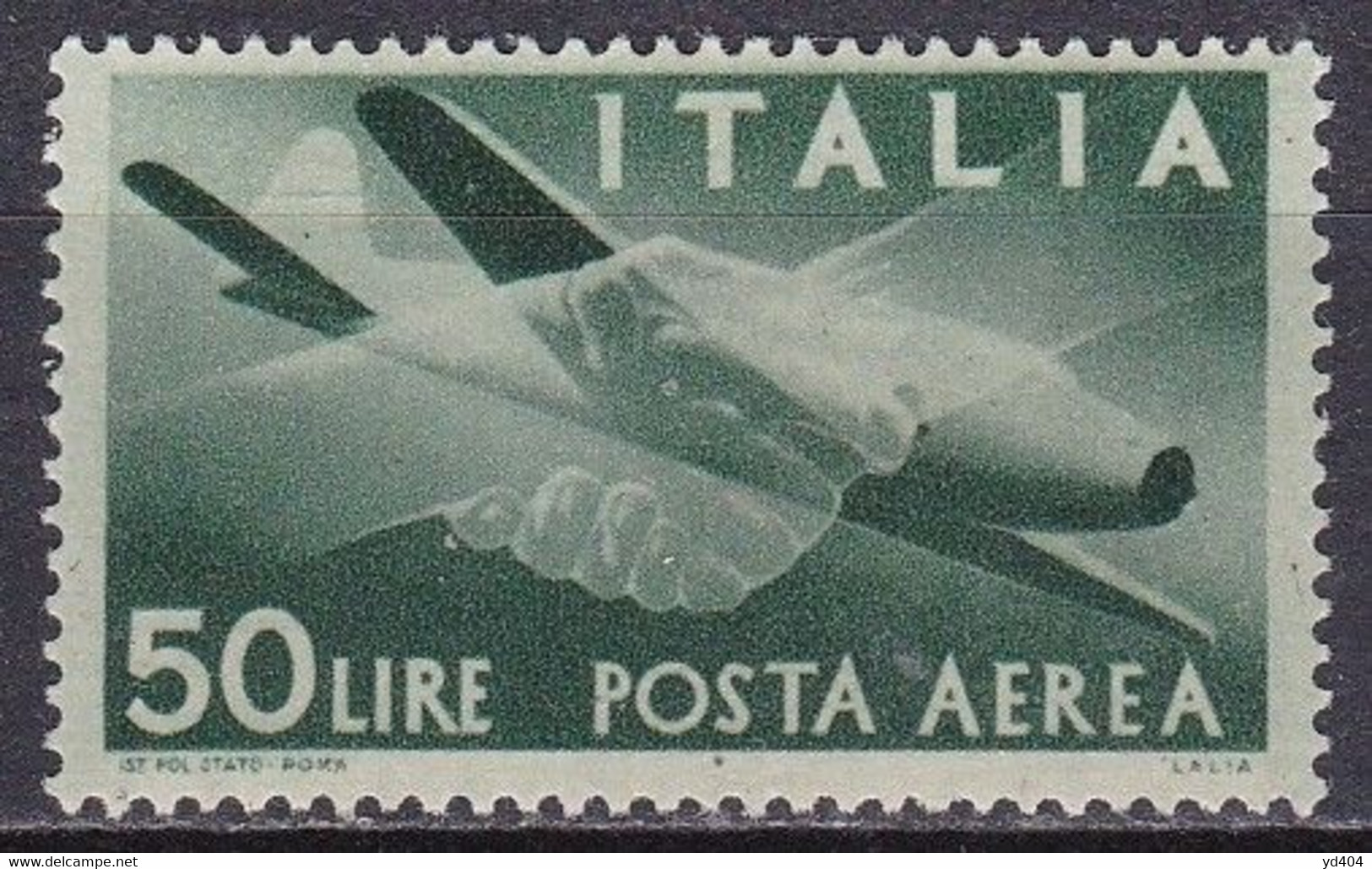 IT125 – ITALY - ITALIE – AIRMAIL – 1947 – CLAPS HANDS & PLANE – SG # 677 MVLH 50 € - Poste Aérienne