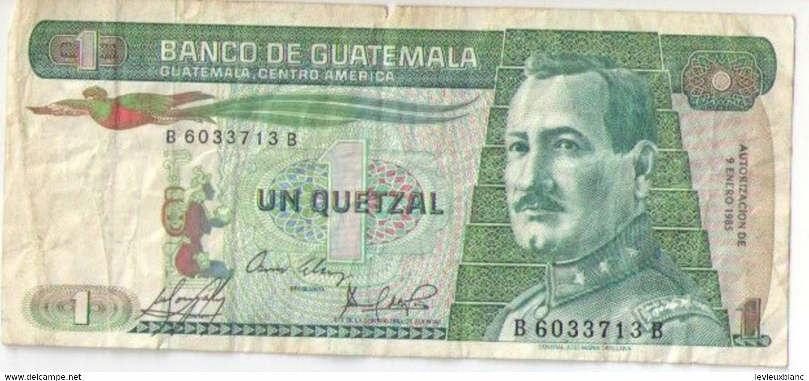 Billet De Banque / BANCO De GUATEMALA/UN QUETZAL/ Général ORELLANA/1985    BILL214 - Guatemala