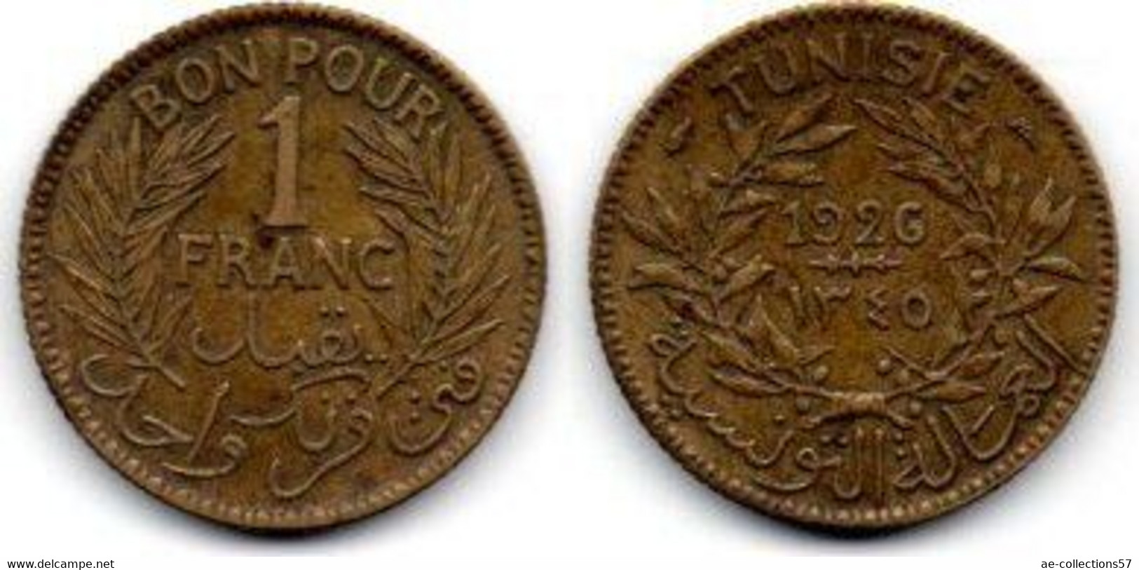 Tunisie -  1 Franc 1926 TB+ - Tunisie