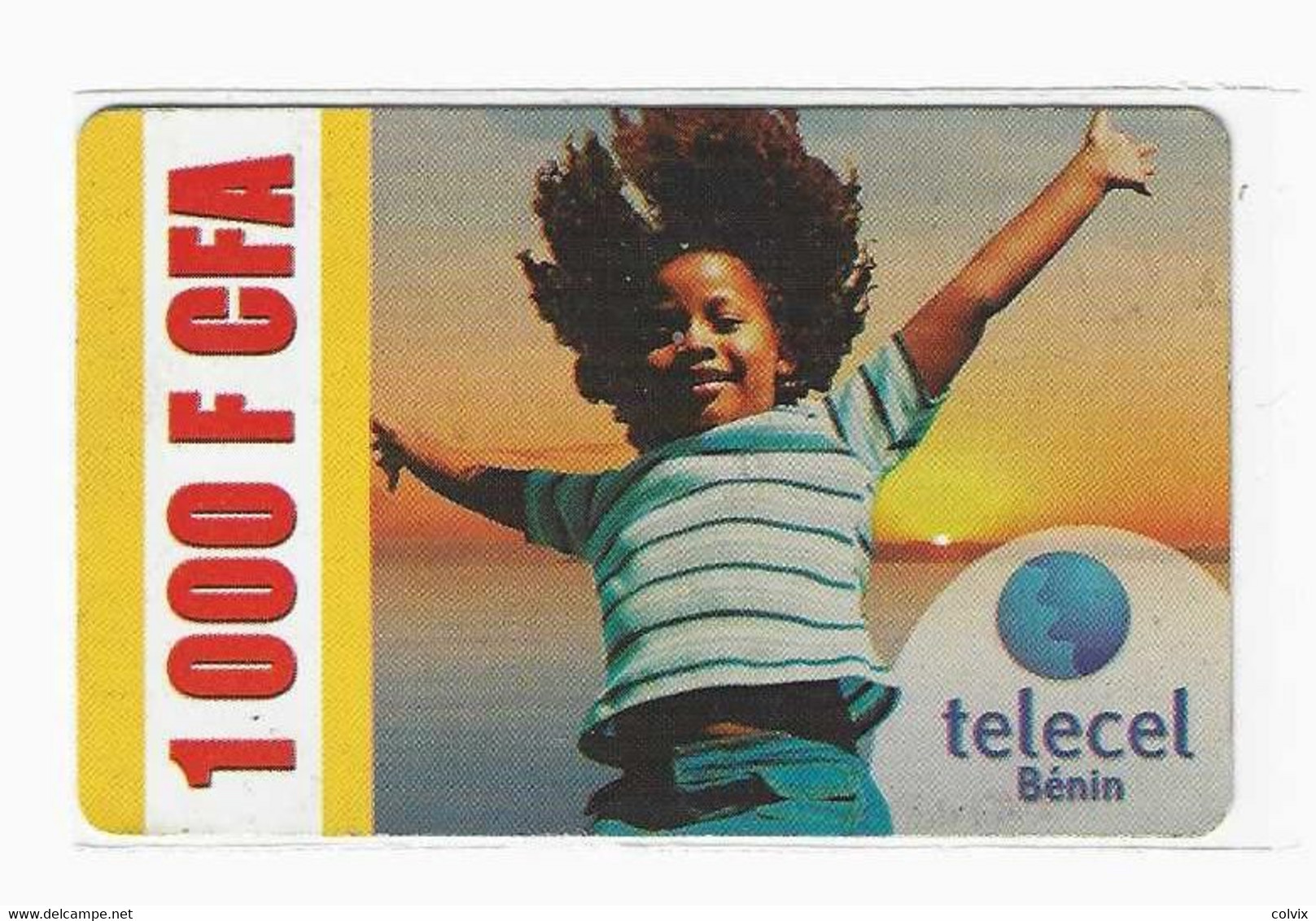 BENIN RECHARGE TELECEL 1000 FCFA AU VERSO A GAUCHE PETIT LOGO TELECEL Date 31/07/2010 - Bénin