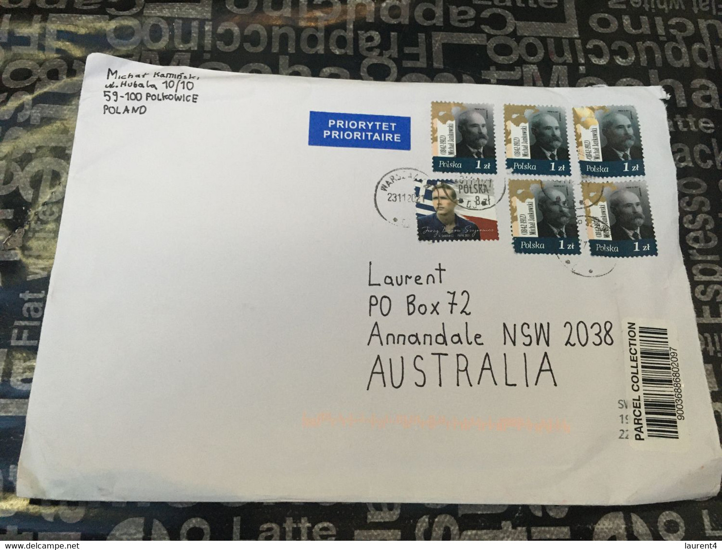 (2 E 31) Large Letter Posted From Poland To Australia (posted During COVID-19 Pandemic) 6 Stamps - Covers & Documents