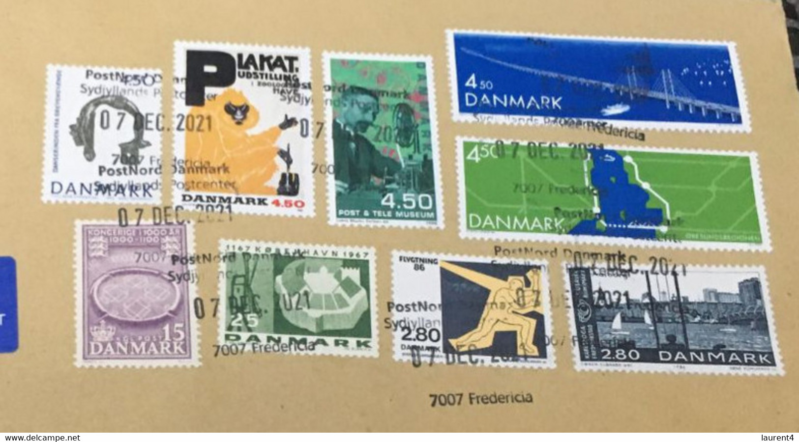 (2 E 31) Large Letter Priority From Denmark To Australia (posted During COVID-19 Pandemic) 9 Stamps - Brieven En Documenten