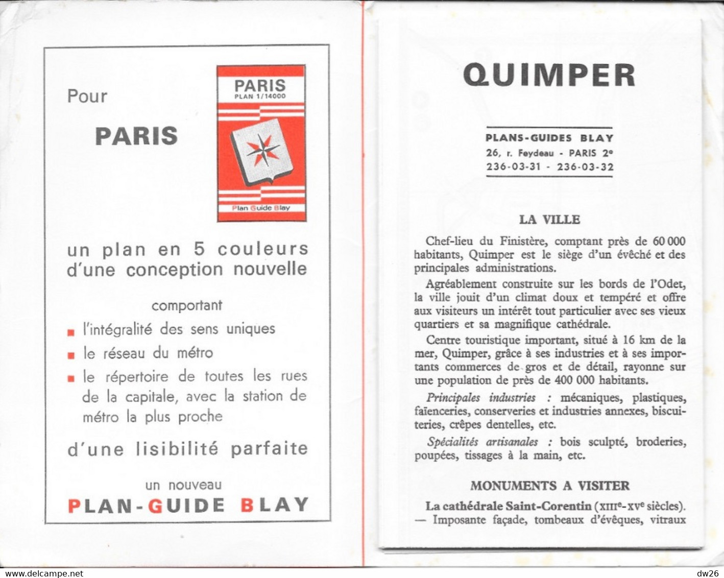 Plan Guide Blay: Quimper (Finistère), Renseignements Divers, Répertoire Des Rues - Autres & Non Classés