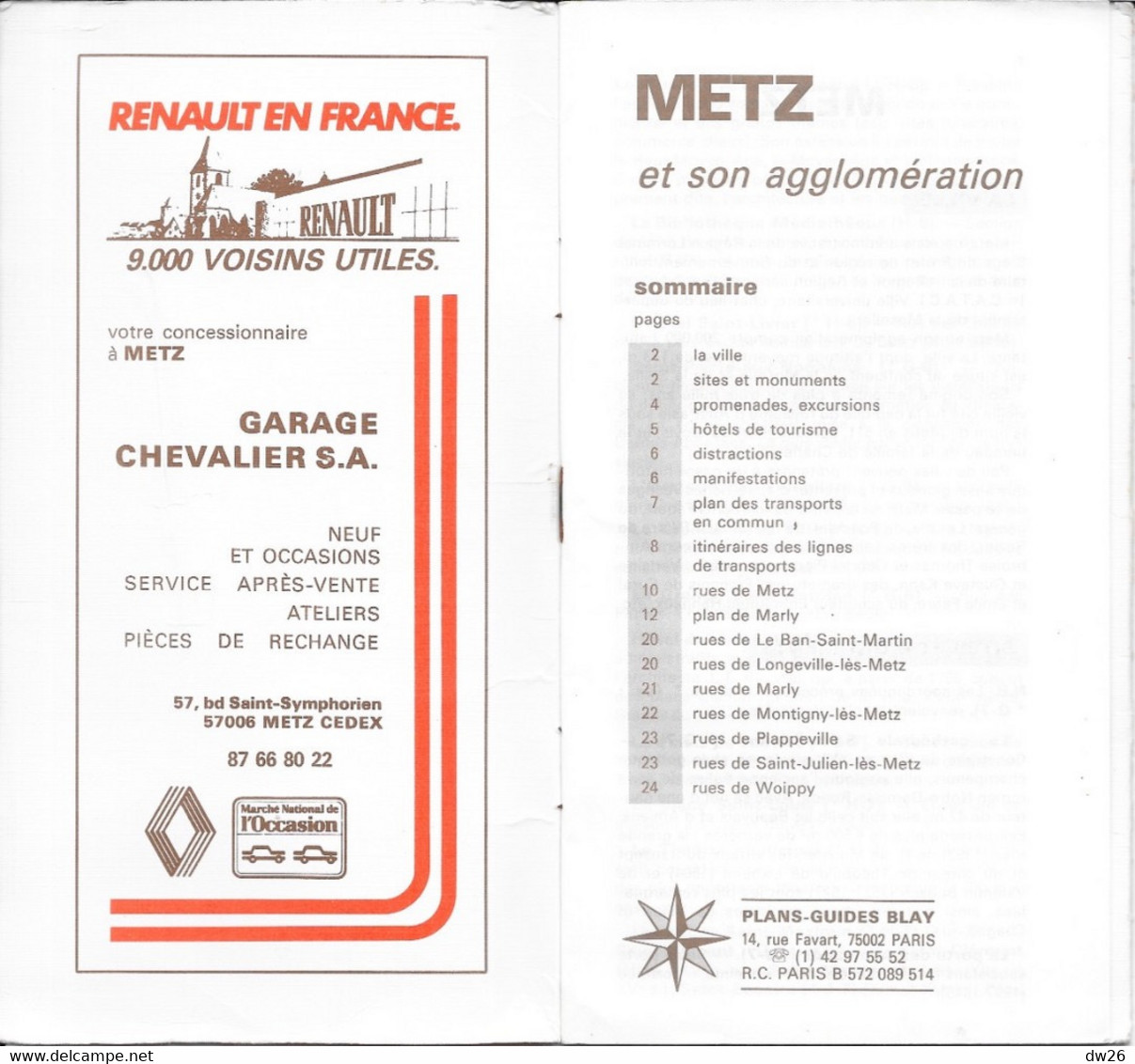 Plan Guide Blay: Metz Et Son Agglomération, Renseignements Divers, Transports, Répertoire Des Rues - Sonstige & Ohne Zuordnung