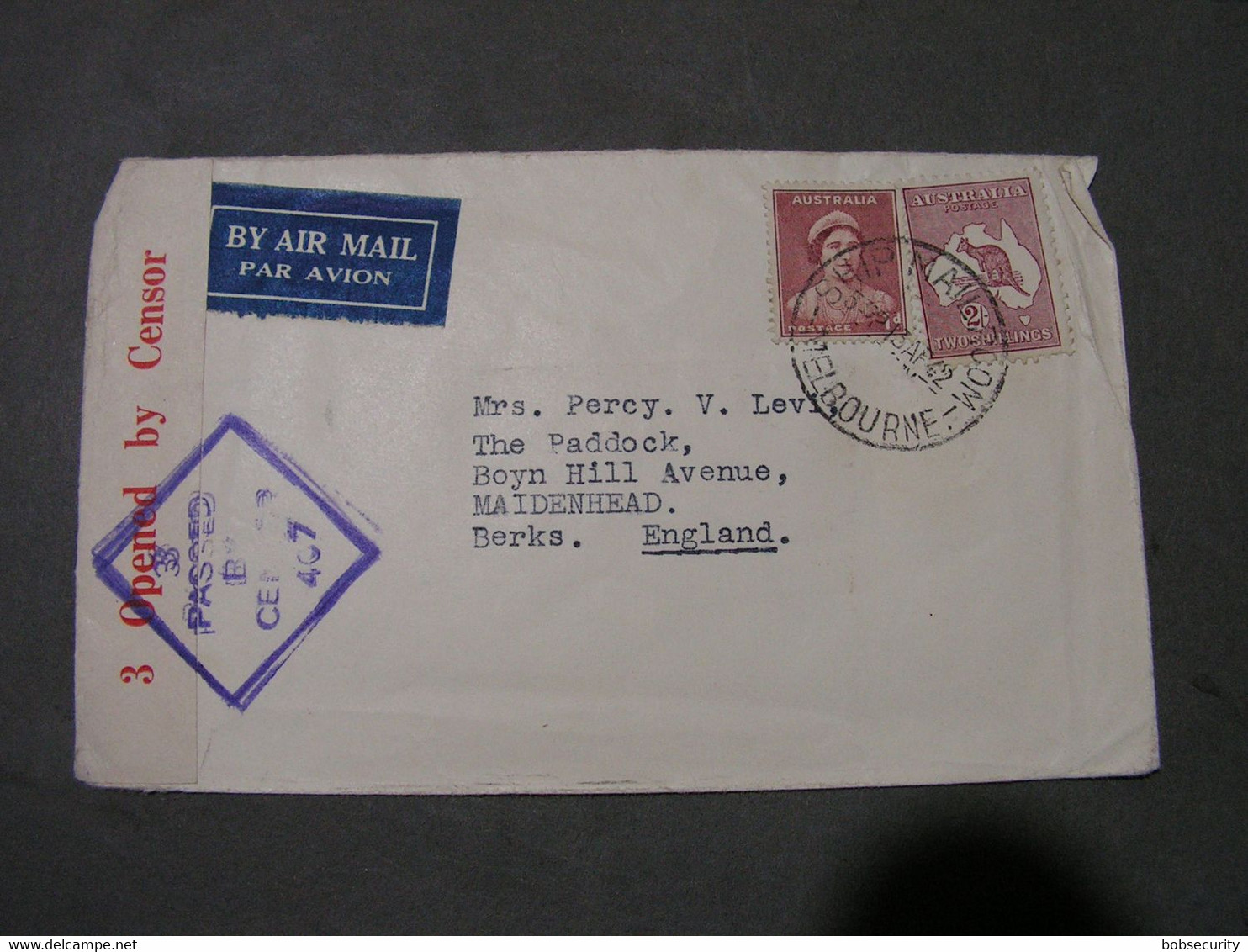 Australien , Censor 1942 Cv. To GB  SHIP MAILROOM - Covers & Documents