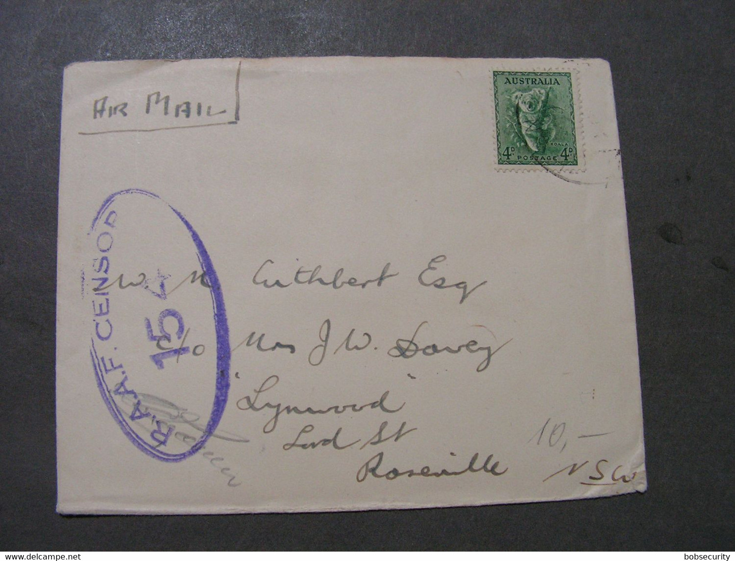 Australien ,  Censor Cv. To NSW - Briefe U. Dokumente