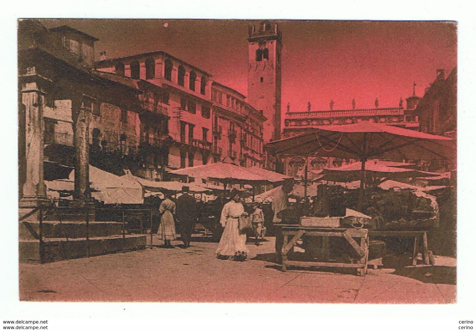 VERONA:  PIAZZA  ERBE  -  COLORATA  A  MANO  -  PER  L' AUSTRIA  -  FP - Halles