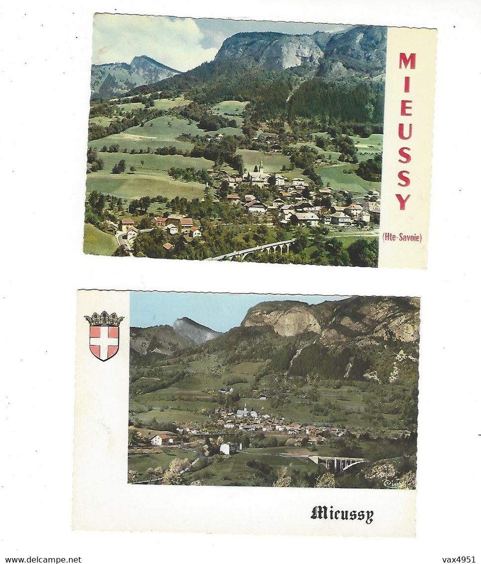 MIEUSSY VUE GENERALE AERIENNNE LOT DE 2 CARTES       ***      A  SAISIR **** - Mieussy