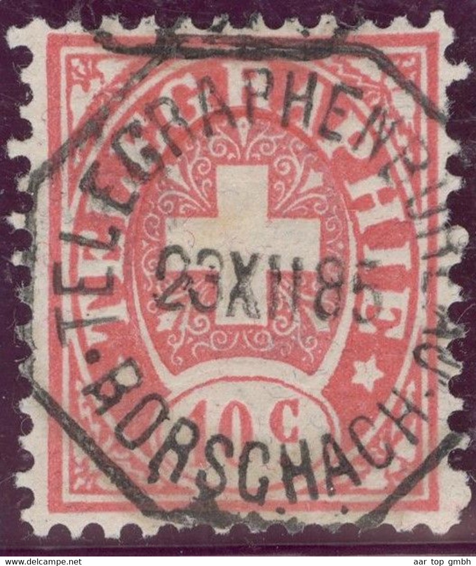 Heimat SG RORSCHACH 1888-12-23 Telegraphen-Stempel Auf 10 Ct. Zu#14 Telegraphen-Marke - Telegraafzegels