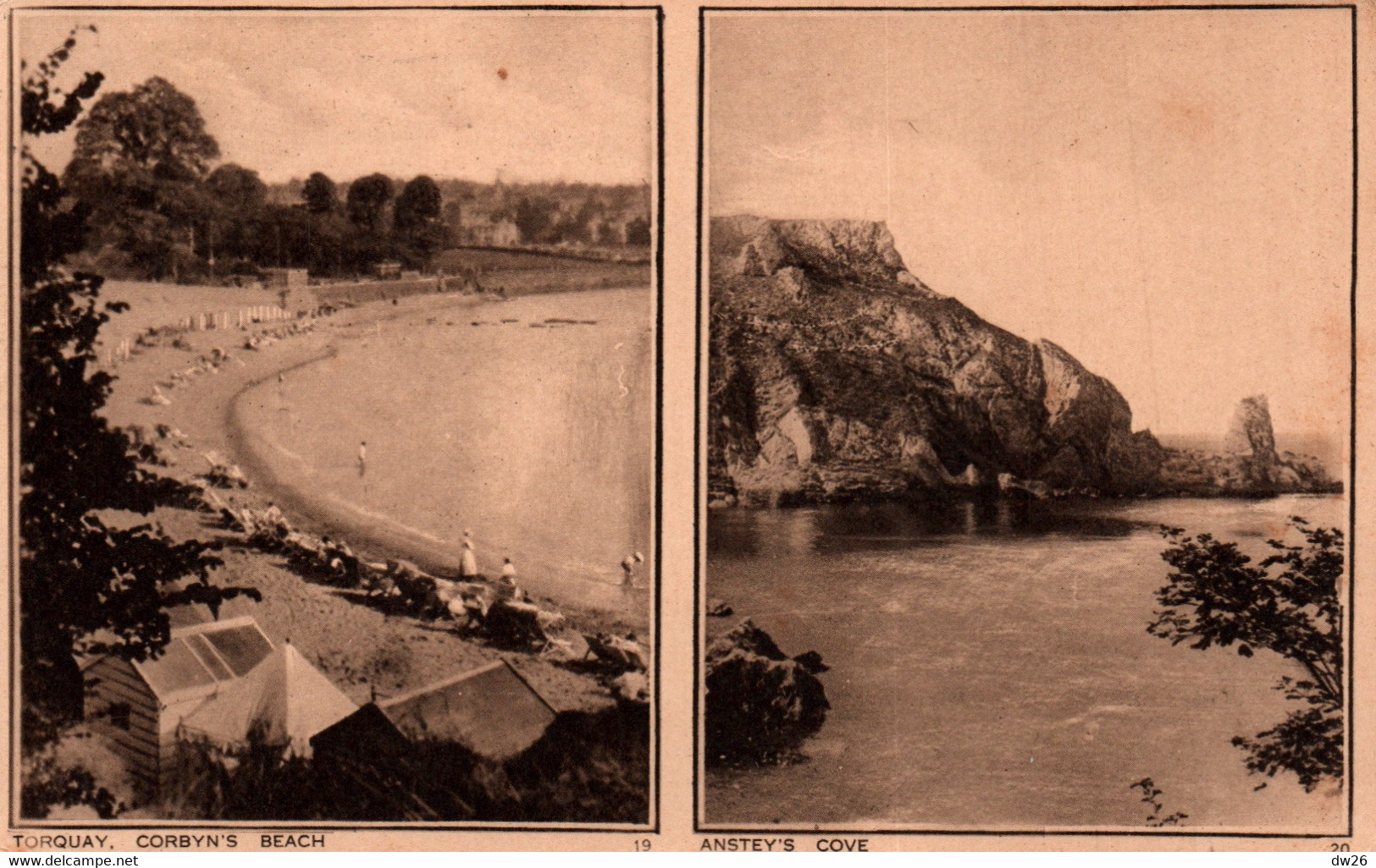 Torquay (Devon) Multivues (2 Vues: 19 Et 20) Corbyn's Beach & Anstey's Cove - Photochrom Co. Ltd - Torquay