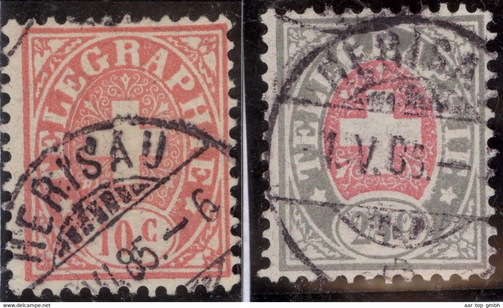 Heimat AI HEIDEN 1885 Telegraphen-Stempel Auf 10 +25 Ct. Zu#14+15 Telegraphen-Marke - Télégraphe