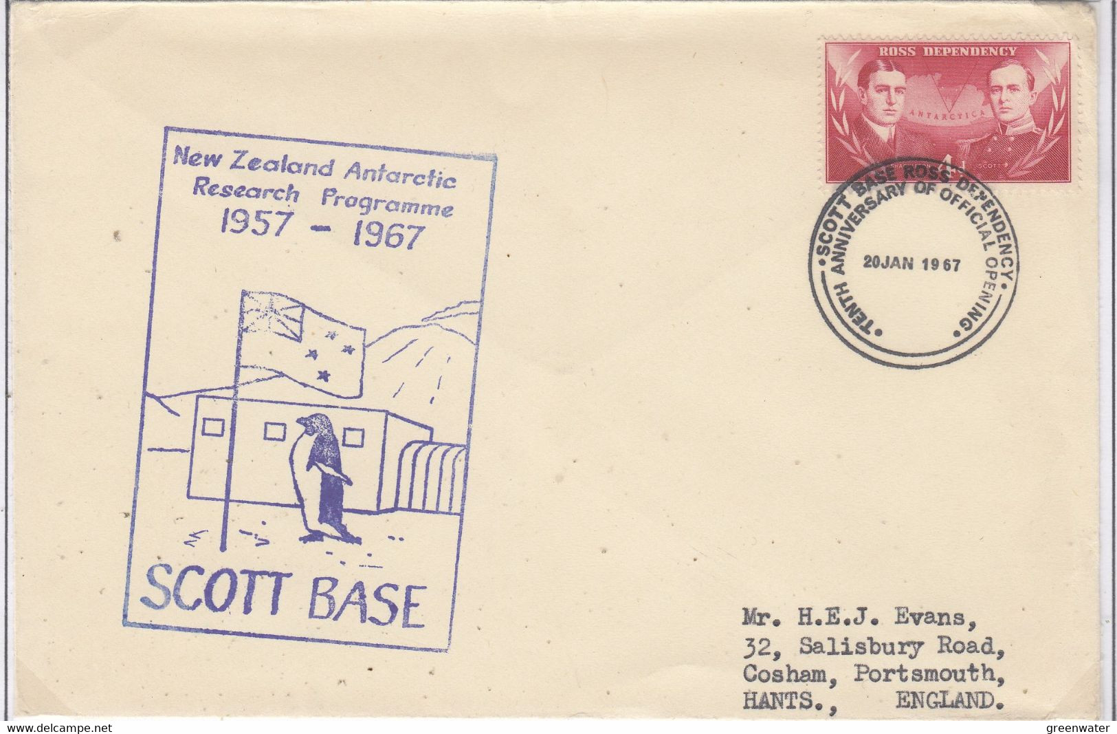 Ross Dependency 1967 Scott Base 10th Ann. Of Official Opening Cover Ca 20 Jan 1967 (GPA118) - Lettres & Documents