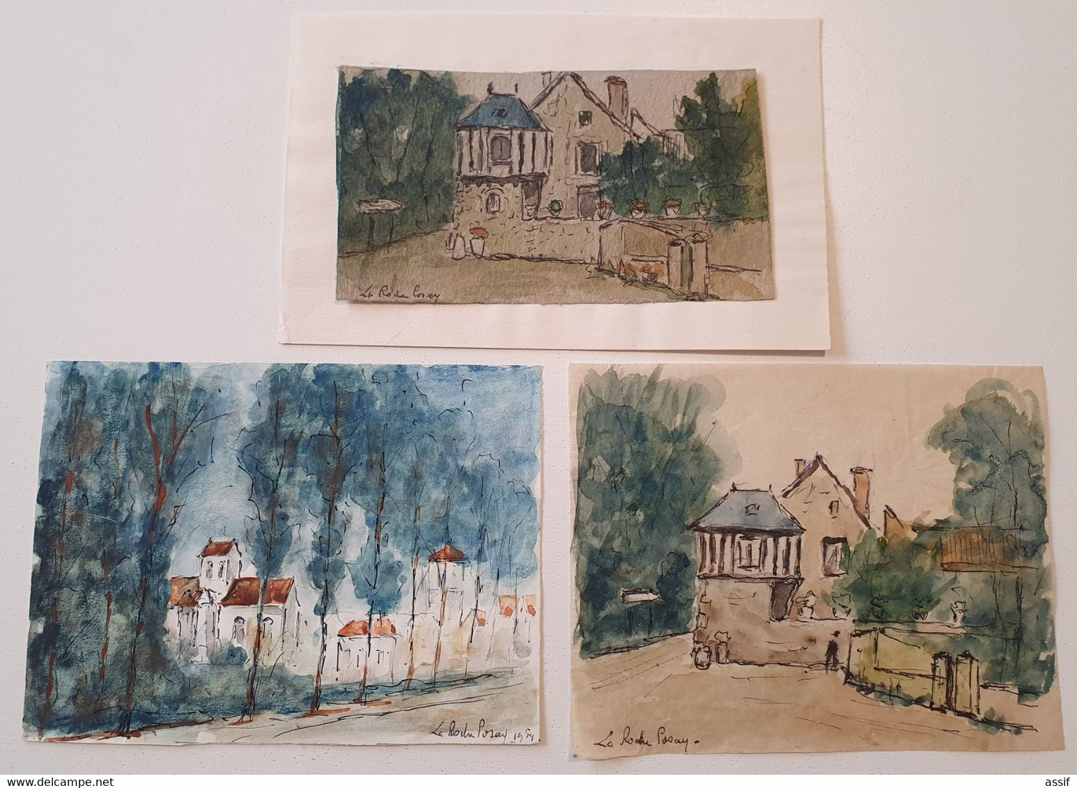 MAURICE FALLIES (1883-1965). LA ROCHE POSAY 3 AQUARELLES Format De 7,5 X 13 à 11 X 14,7 Cm Env. /FREE SHIPPING R - Autres & Non Classés