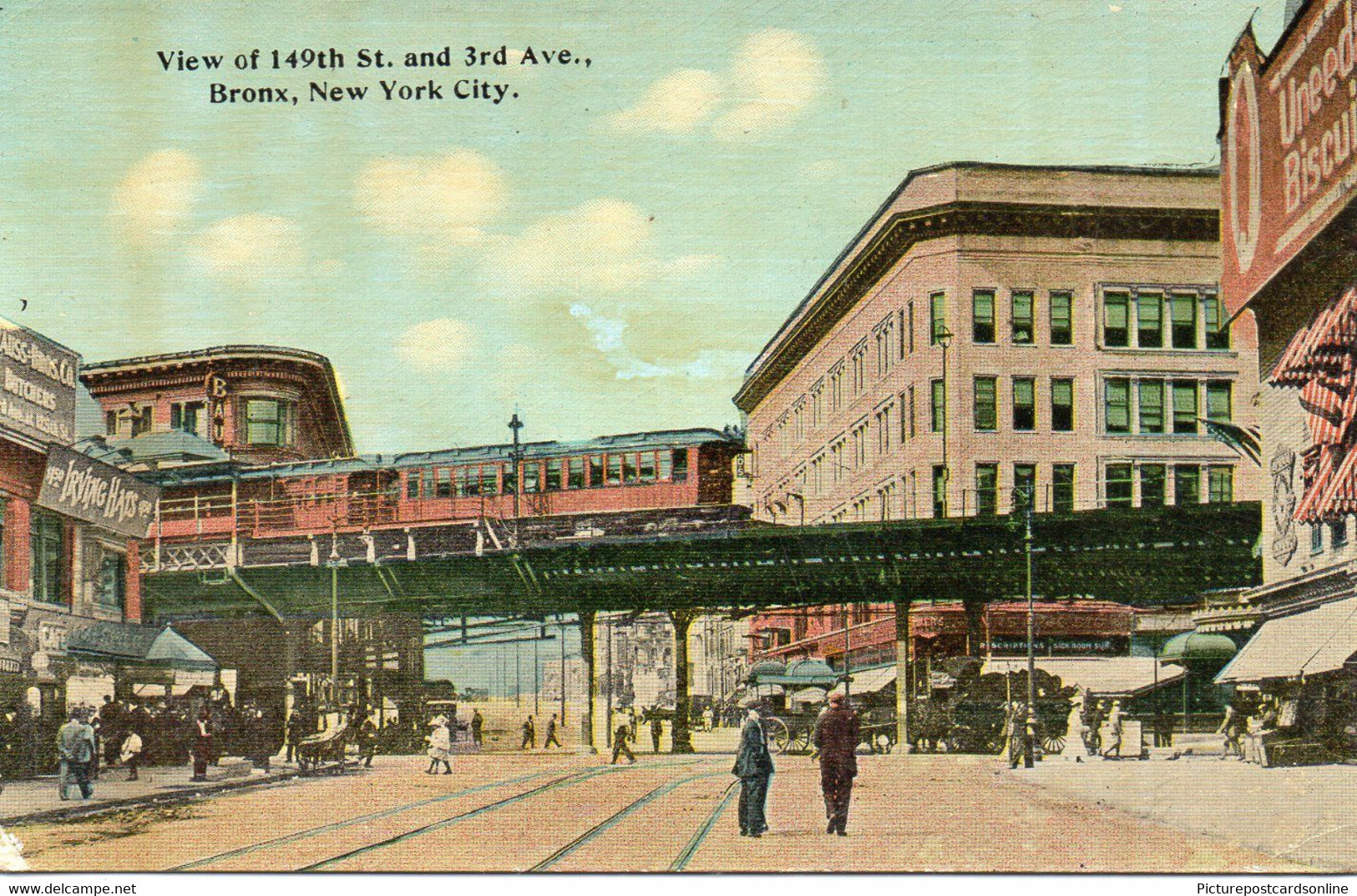 VIEW OF 149TH STREET AND 3RD AVENUE BRONX NEW YORK CITY OLD COLOUR POSTCARD USA AMERICA - Bronx