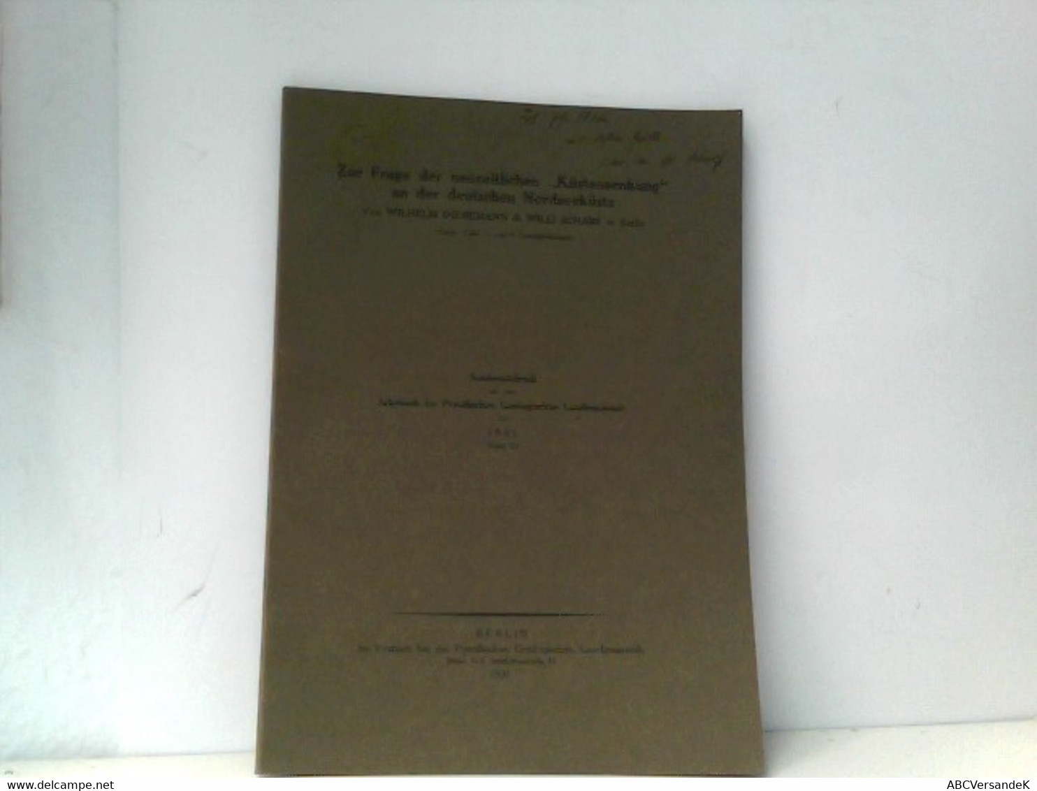 Zur Frage Der Neuzeitlichen 'Küstensenkung' An Der Deutschen Nordseeküste. Sonderabdruck Aus Dem Jahrbuch Der - Sonstige & Ohne Zuordnung