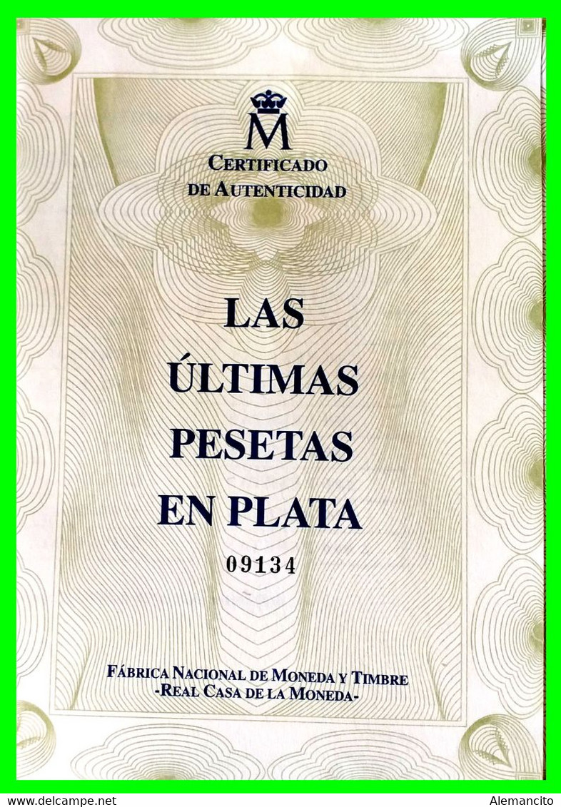 ESPAÑA  ( EUROPA ) LAS ULTIMAS PESETAS AÑO 2001 EN PLATA –ESTUCHE EN PIEL PRECIOSO  EMITIDO POR LA F.N.M.T. - 2 000 Pesetas