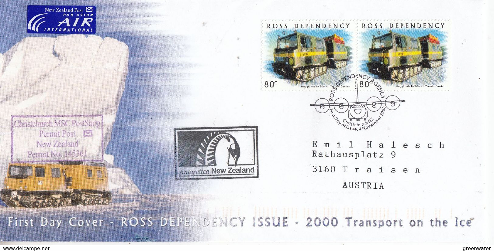 Ross Dependency 2000 Transport On Ice 2v FDC (GPA119A) - FDC