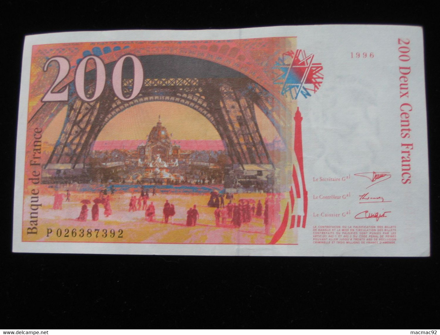 200 Deux Cents Francs - EIFFEL - 1996   **** EN ACHAT IMMEDIAT **** - 200 F 1995-1999 ''Eiffel''