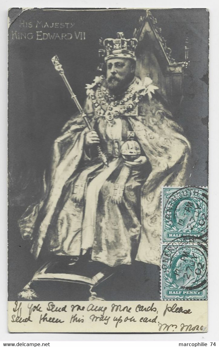 ENGLAND HALF PENNY CARD MAXIMUM MAX KING EDWARD VII 1902 - Maximum Cards