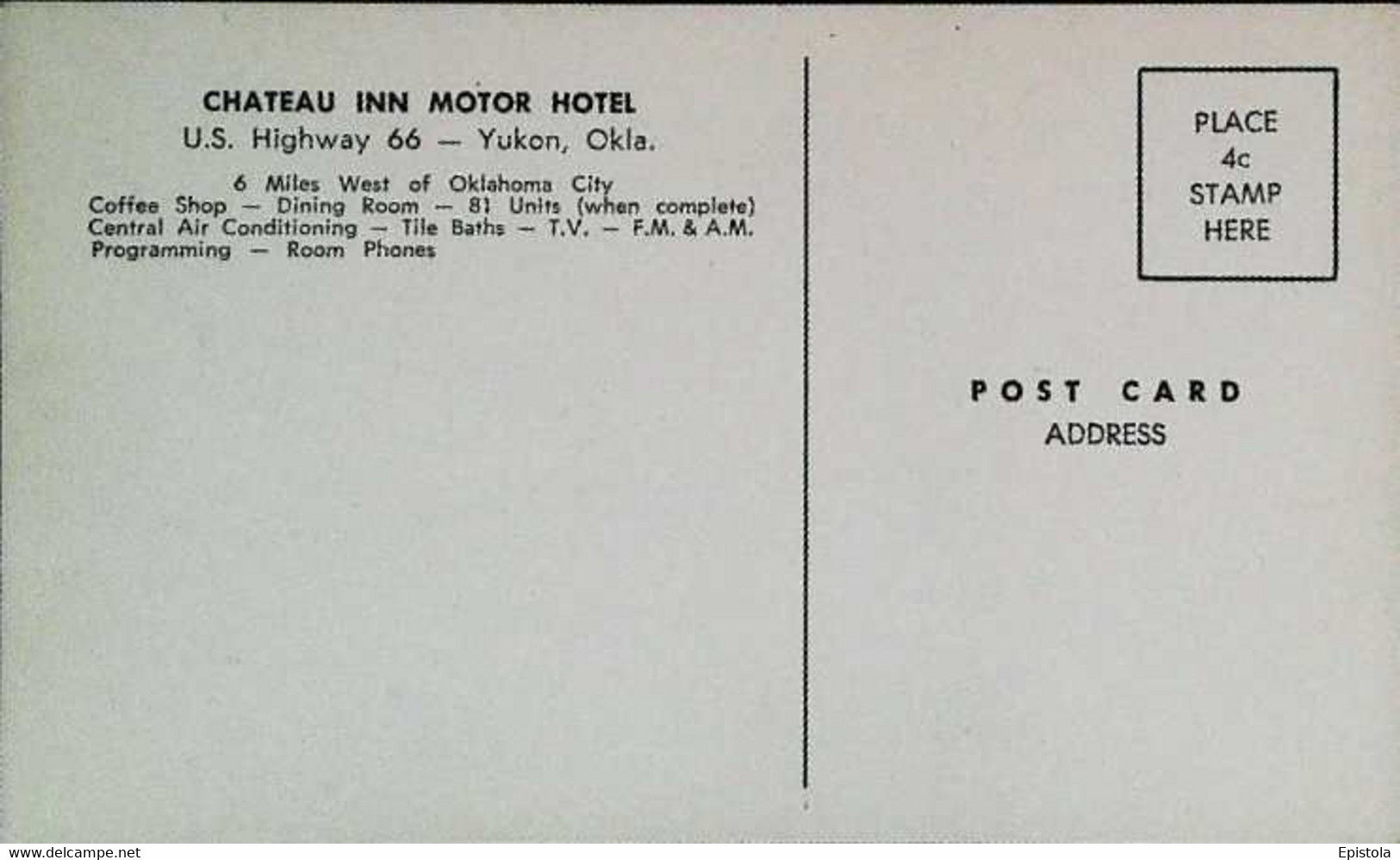 ►   Yukon (Oklahoma) - Route 66 The CHATEAU INN MOTOR HOTEL   Swimming Pool 1950/60s - Route '66'